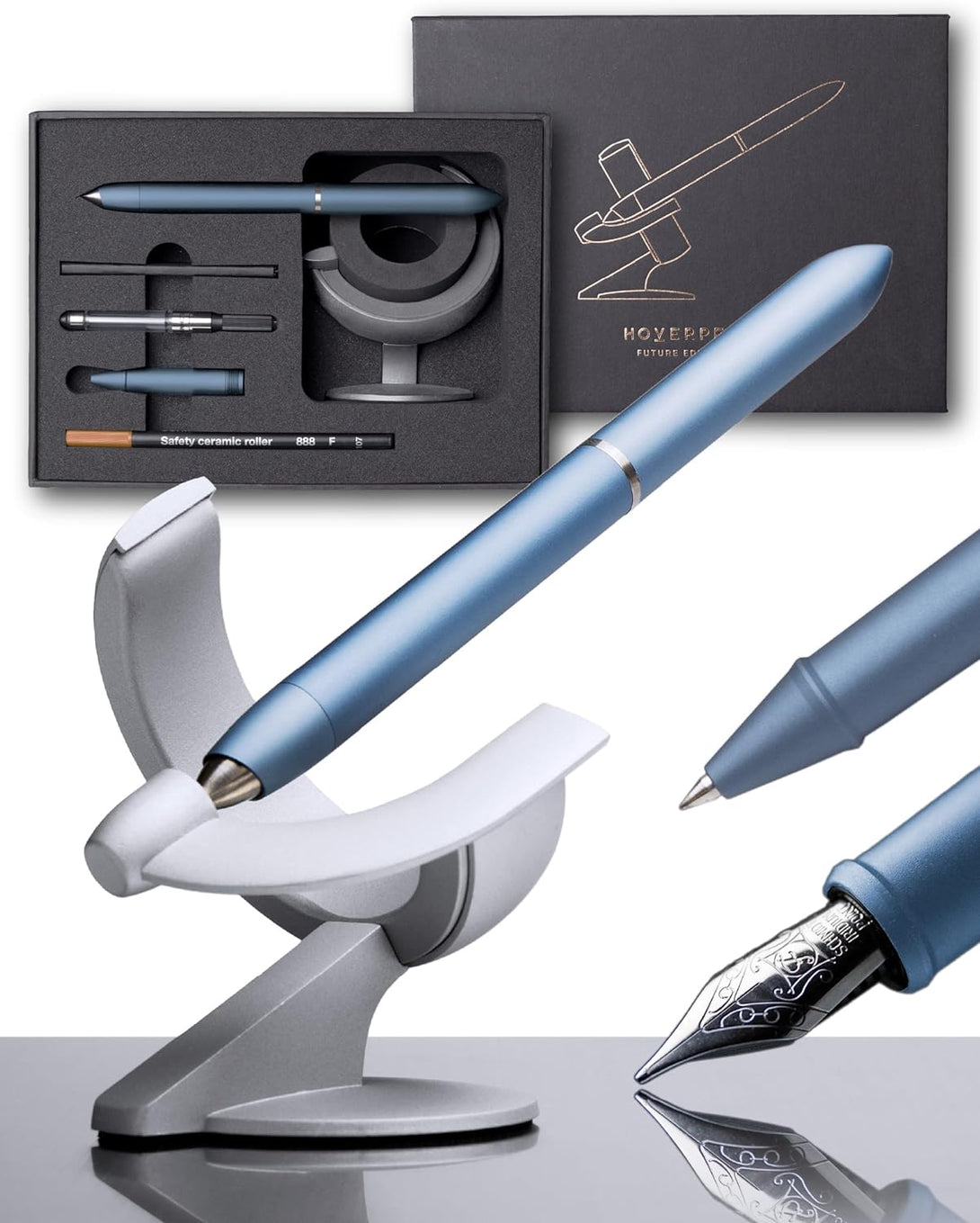 Overpen Hoverpen 3.0 Future Edition | 2 in 1 Roller Ball plus Fountain Pen | B