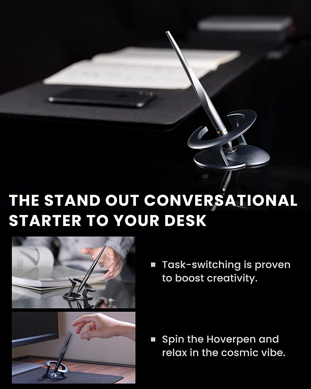 Hoverpen 2.0 - Premium Gold Ball Pen - Space Black